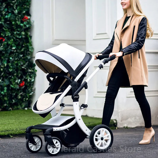 Leather 2 in 1 Baby Stroller